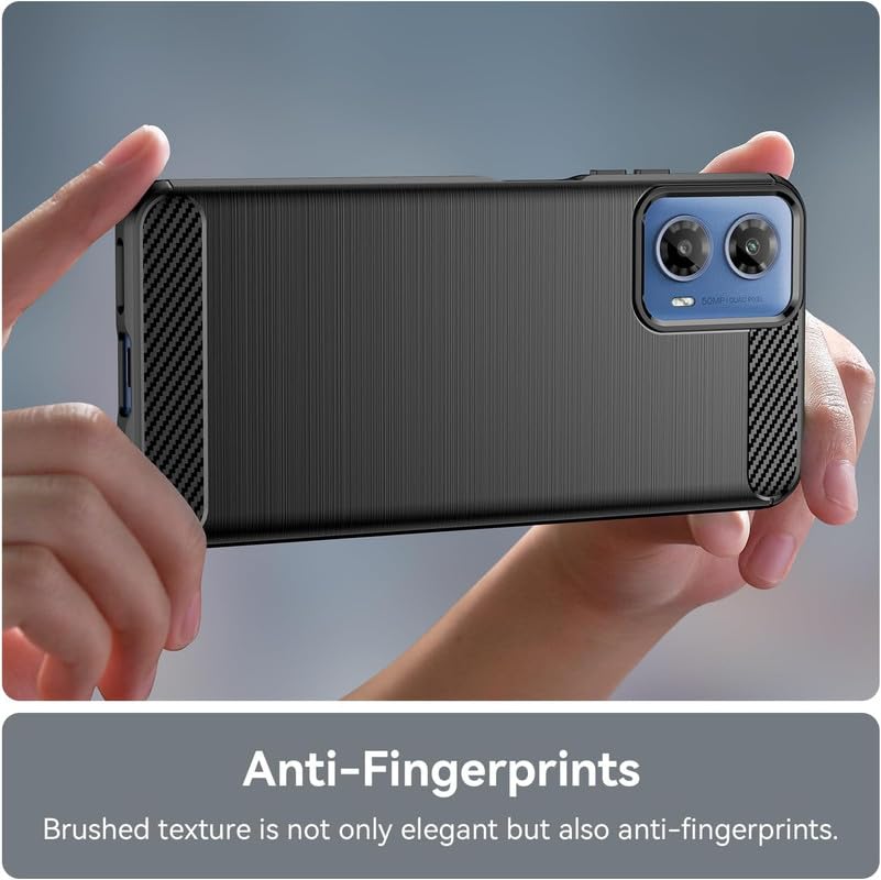 Image of NPRC Hybrid Ultra Slim Protective Case TPU Non-Slip Carbon Fiber Texture Shockproof Case Cover for Moto G34 - Black