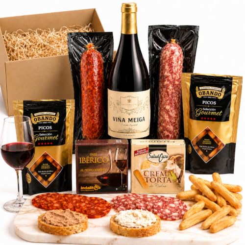 Geschenkkorb gefüllt für Männer Präsentkorb spanische Spezialitäten Männergeschenke Geburtstag Vatertag Rotwein Chorizo Salami Paté Ziegenkäse AF