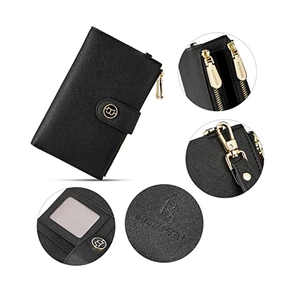 BOSTANTEN Leather Wallets for Women, Smartphone Wristlet Clutch Purse RFID Blocking Card Holder with Double Zipper Pockets - Image 6