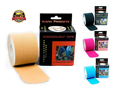 Kinesiology Tape - Downloadable Kinesiology Taping Instructions - Professional Quality (Finger Print Tape) - 2 Inch x 16.4 Feet Uncut Rolls - Waterproof Tape - Sport Tape - Kinesio Tape.