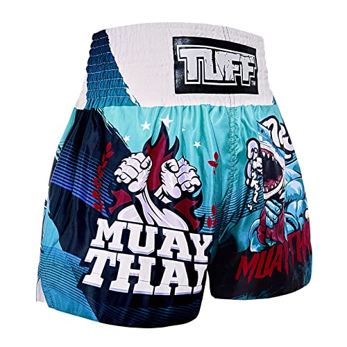 Foto von Tuff Sport Muay Thai-Shorts, Box-Shorts, traditionelle Stile, MMA, Workout, Kickboxen, Tuf-ms673-blu, Groß