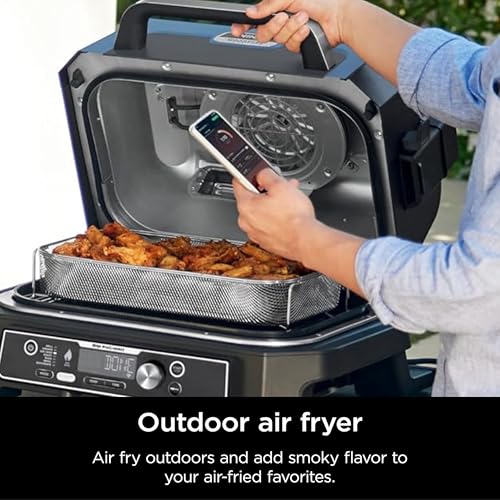 Image of Ninja Woodfire Pro Connect XL Outdoor Grill & Smoker | Bluetooth, App Enabled | 7-in-1 Grill, BBQ Smoker, Outdoor Air Fryer | Woodfire Technology | Built-In Thermometer | Green & Gold | OG951GN2