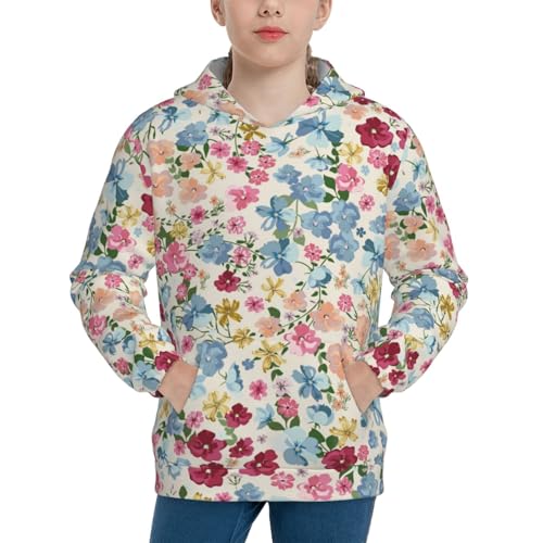 Trendy Floral Design Kid Hoodies Boys Sweatshirts Girls Pullover with Pocket