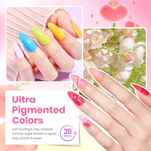 Image of Beetles Neon Gel Polish Set - 36 Colors Dewdrop Flora Nail Gel, Jelly Pink Milky White Yellow Purple Green Natural Classic Shade, Soak Off UV LED Home Salon Gift for Women