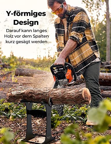 Foto von Yamagahome Abnehmbarer Holzspalter manuell, Quick Manuelles Spaltwerkzeug mit Schnittfeste Handschuhe und Brennholzbeutel, Tragbar Sicher Stahlkeilspitze spaltet für Zuhause, Camping und RV,Schwarz