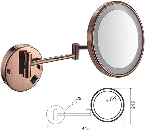 Miniatura 2 de Vanity Mirror Makeup Mirror Cosmetic Mirror, Shaving Mirror, Chrome PlatedWall-MountedSingle-SidedFoldable  3X Magnificationwith LED Light