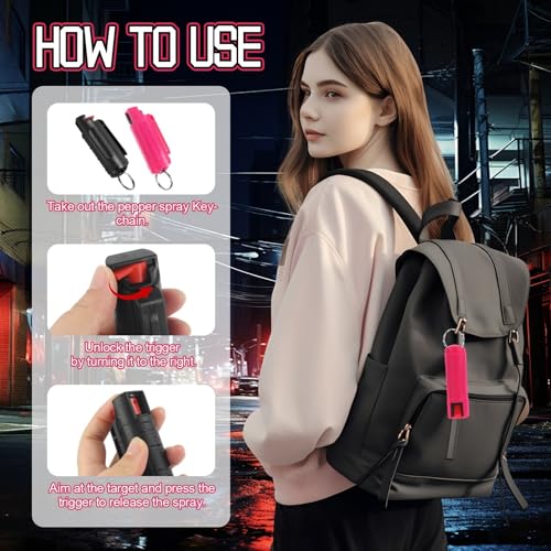 2 Stück Pfefferspray Schlüsselanhänger, Pfefferspray Selbstverteidigung zur Tierabwehr, Pepper Spray Abwehrspray Geeignet für Männer und Frauen Outdoor Verwendung -Ht03-A2-01-4