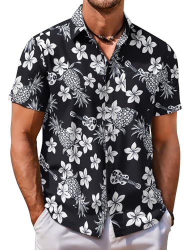 COOFANDY Mens Casual Button Down Shirts Hawaiian Floral Shirts Short Sleeve Summer Top