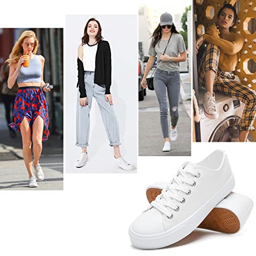 Hash Bubbie Womens White Sneakers Tennis Shoes For Women Women's Pu Leather Fashion Sneakers Low Top Casual Shoes Lace Up Comfortable White Shoes（Pu White.us9） #TOP3