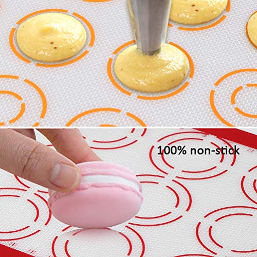 Miu Macaroon Silicone Baking Mat, Non-Stick Cookie Baking Mat, 2 Half Sheets And 1 Quarter Sheet, Perfect Baking Pad Cookie Kit For Macarons, Cake, Bread And Pastry #TOP2