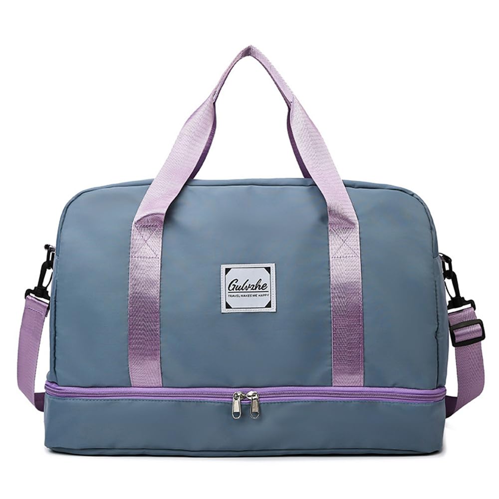 Vllcsla Sports Bag Women 38.4L with Wet Pocket, Shoe Compartment, 50x24x32 cm Large Duffel Travel Bag, Ladies Gym Duffle Weekender Overnight Carry on Bags, Lightweight & Water Repellent, Dark Blue โ image 1