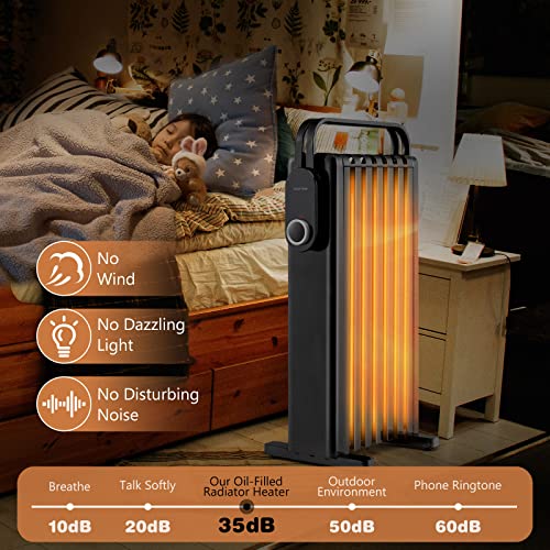 Goflame 1500W Oil Filled Radiator Heater, Electric Portable Space Heater With 3 Heat Settings, Overheat & Tip-Over Protection, Quiet Heater With Towel Rack And Wheels For Home Office Indoor Use, Black #TOP3