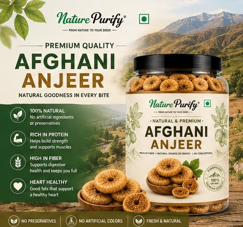 Image of Nature Purify Premium Afghani Anjeer 250gm | Soft Juicy Dried Figs Dry Fruit | Rich Source Of Fiber | Low in Fat Healthy Snack Jar Pack Of 1 | Perfect for Gift
