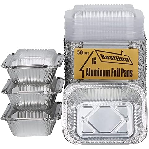 Bestjing 50 Pack Disposable Foil Pans Cover