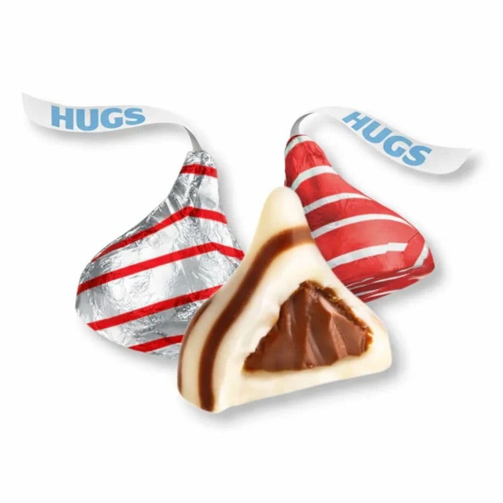 Striped Milk Chocolate and White Creme Candy Pieces Red and Silver Foil Bulk Bag - 5 lb (Approx. 500 pieces)