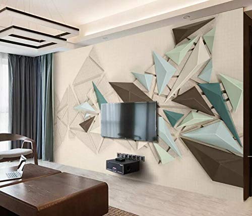 Papier peint 3d triangle en trois dimensions salon 300x210 - 2