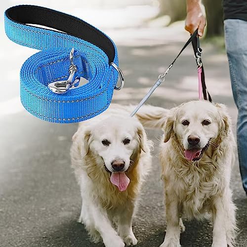 FJMQHU 2 Pack Reflective Dog Leash Nylon Leash Walking Training with Soft Padded Handle and D Suitable for Dog Walking Nighttime Obedie - 1