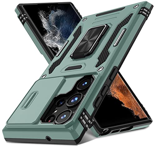 Coque Samsung S23 Ultra antichoc avec protège-caméra et anneau vert