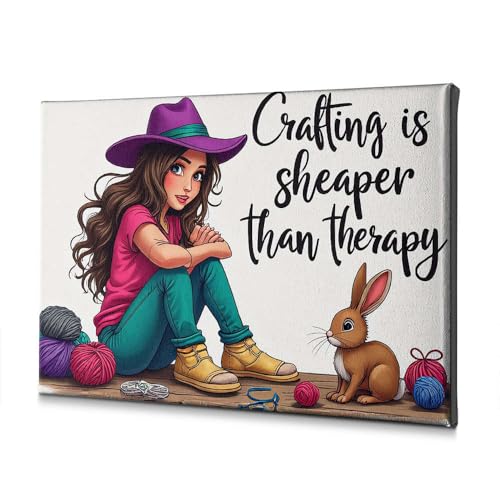 Tableau sur toile Crafting Is Cheaper Than Therapy PKRD Art mural côtier pour salon 40x60 cm