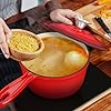 Enameled Cast Iron Sauce Pan with Lid, Leonyo 2 Quart Saucepan with Lid, Enamel Cast Iron Dutch Oven Kitchen Cookware for All Cooktops Making Pasta Sauce, Milk, Oatmeal - Up to 500°F & 6.7Lbs, Red #5