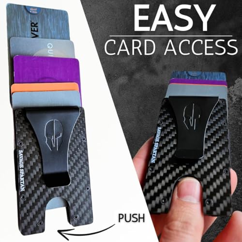 SAVAGE SPARTAN-Rugged Minimalist Credit Card Holder Carbon Fiber Slim Tactical Front Pocket Wallet for Men with Metal Money Clip4