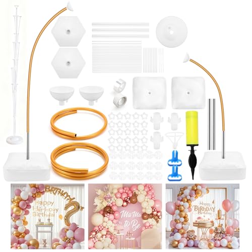 Arco para globos, soporte para globos, kit de 2,5 m y 1,5 m con soporte para árbol de globos, curvado libre, decoración de fiestas, juego para bodas, cumpleaños, graduación