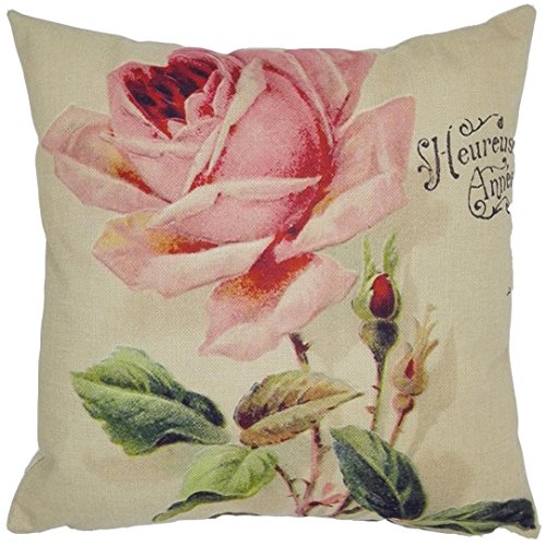 AIMTOPPY 18 x 18-Inch Decorative Vintage Square Throw Pillow Cover Cushion Case Colourful Flower (for Living Room, Sofa, Etc)