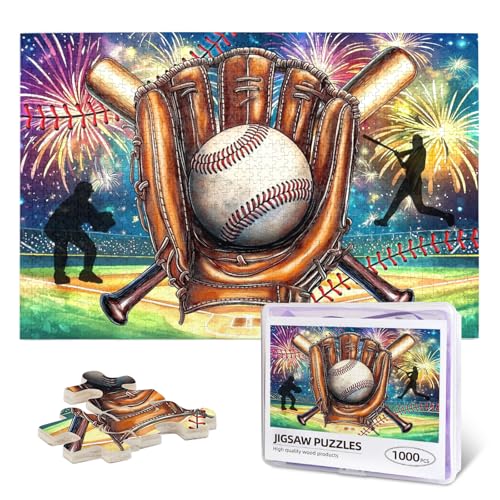 1000 Piece Baseball Wooden Jigsaw Puzzle for Adults - American Sports Theme Gift, Challenging Fun for Baseball Fans & Puzzle Enthusiasts