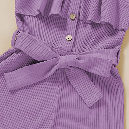 Focutebb 12 Months Baby Girls Summer Girl Clothes Sleeveless Clothing Summer Outfits Cute Halter Romper One-Piece Jumpsuit Bodysuit Outfit Set Summer Clothes Set Purple 1-2T/90Cm #TOP4