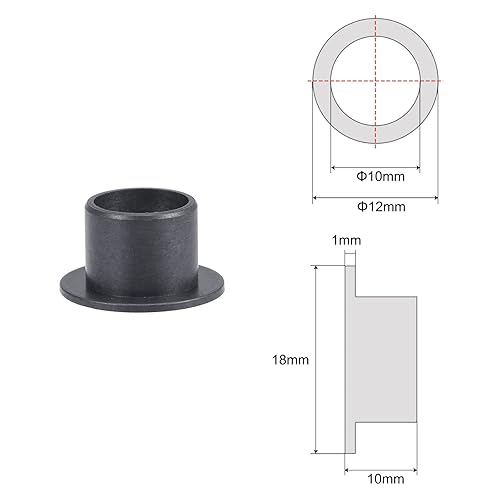 Miniatura 82 de uxcell Los rodamientos ensanchados de la manga 32.8 ft m diámetro interior 39.4 ft m OD 19.7 ft m longitud POM envueltos bujes sin aceite negro