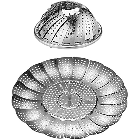 Flexzion Cesta vaporera de acero inoxidable para cocinar alimentos, pasta, mariscos y verduras Cover