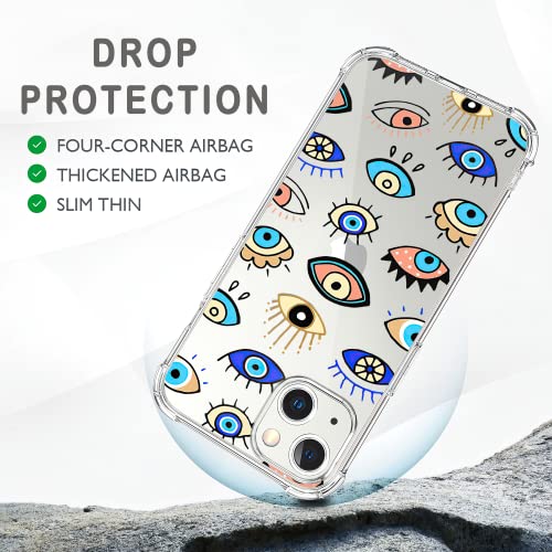 Losthll Compatible With Iphone 13 Clear Case,Evil Eye Iphone Case For Women Girls,Four Corner Reinforced Shockproof Tpu Bumper Phone Cover Designed For Iphone 13 6.1 Inch #TOP4
