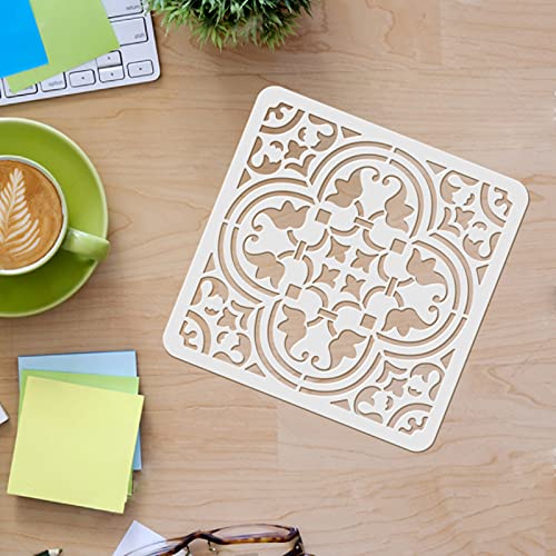 FINGERINSPIRE Fliesenschablone 30x30cm Wiederverwendbare Blumenmalerei Schablone Kunststoff Kunst & Bastelbedarf Mandala Vorlage Wohnkultur zum Malen auf Boden Wandfliese