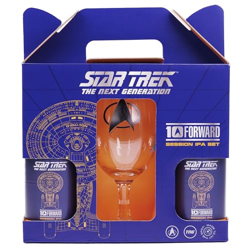 Star Trek: The Next Generation Beer & Glass Gift Set 2 x Premium 330ml Ale & Branded Pint Glass. Wonderful Gift for Star Trek Fans Birthdays & Christmas by Blue Tree Gifts