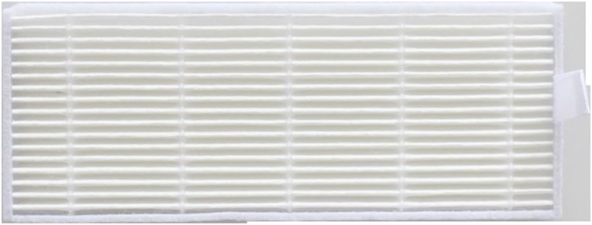 Close-up image of a rectangular pleated HEPA filter, showing its white filtration material.