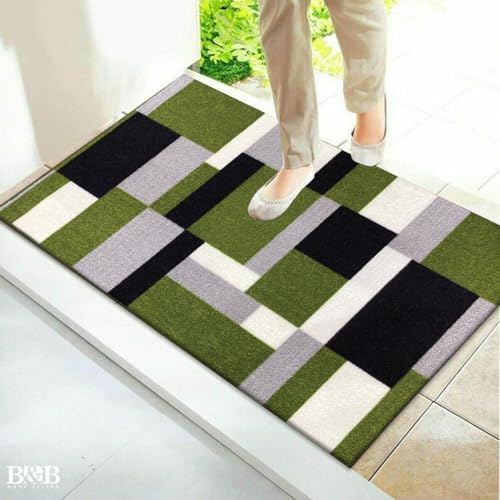 B&B Door Mats - Runner Rug Carpet Mat for Every Season Bedroom Living Room Hallway Kitchen Front Door Entrance Décor (Grey Black, 60 x 220 cm - X Long Runner)