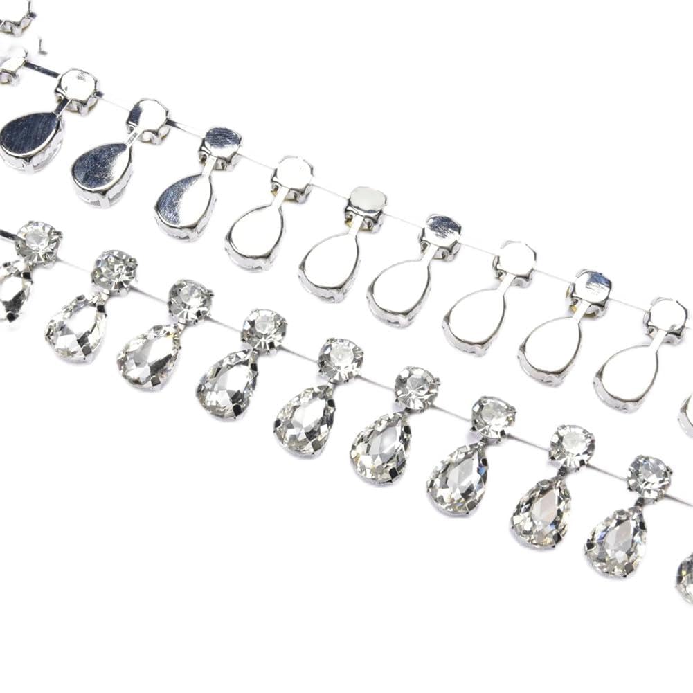 Bandes de chaîne à strass multicolore verre cristal goutte d'eau 2.5cm - 7