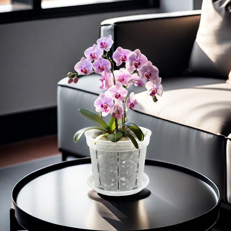 Miniatura 6 de Maceta para orquídeas Blumiger, paquete de 18 - 6 de cada una de 4,5,6 pulgadas con 18 platillos a juego, macetas para orquídeas con agujeros,