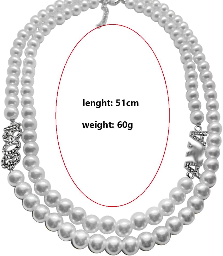 Elegant ALPHA 1908 Sorority Necklace - Double Choker With Pearls And Rhinestone Letter Charms For Women Jewelry
