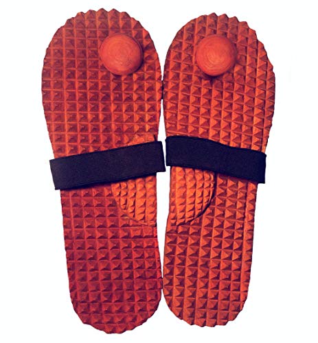Image of INDIGENOUS Wooden Acupressure Massager Khadau Health Care Slippers for Acupuncture or Acupressure Therapy /Therapeutic /Great Relaxing Slippers for Both Men and Women (Size-8)