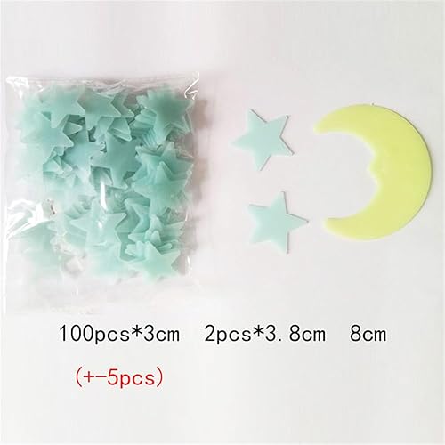 Miniatura 5 de 100 calcomanías de pared azules que brillan en la oscuridad para techo de niños, decoración de pared de techo de luna brillante para dormitorio de