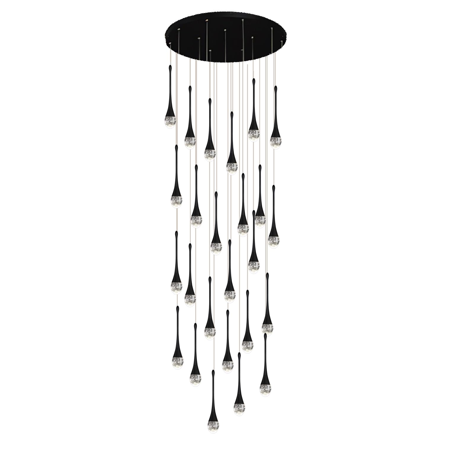 PCXEHUYP Modern Dimmable Long Chandelier Pendant Light for Villa Stairwells Living Room Hotel Entryway Adjustable Length High Hanging Lights Staircase