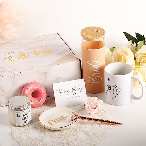 Coloapt Bride To Be Gifts Box,Bridal Shower Gift,Bachelorette Gifts For Bride,Wedding Gifts For Bride,Bachelorette Party Gifts For Bride,16Oz Coffee Tumbler,Mug Scented Candle Set Gifts #TOP1