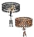 Udalyn 2PCS 6mm 8mm 108 Bead Bracelet for Men Women Gemstone Wood Bracelet Set Tibetan Buddha Bracelet Necklace Elastic