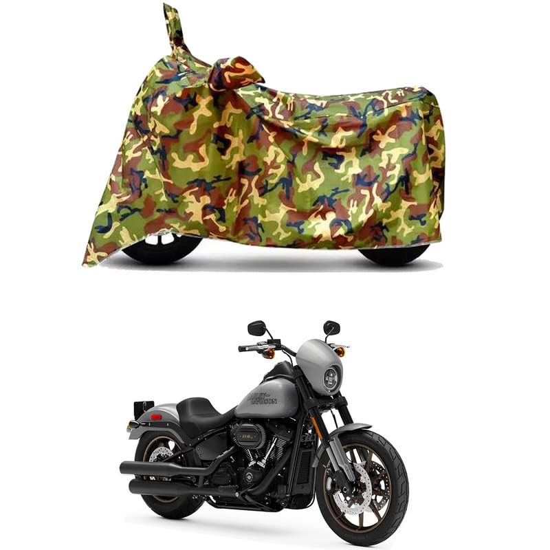 Image of Waterproof 100% PVC Coated Bike Scooty Two Wheeler Body Cover Compatible For Harley Davidson Low Rider S /UV-Rays /Heat Protection /Birds Dropping /Scratchproof /Dust proof /All[6X6 Jungle Print]