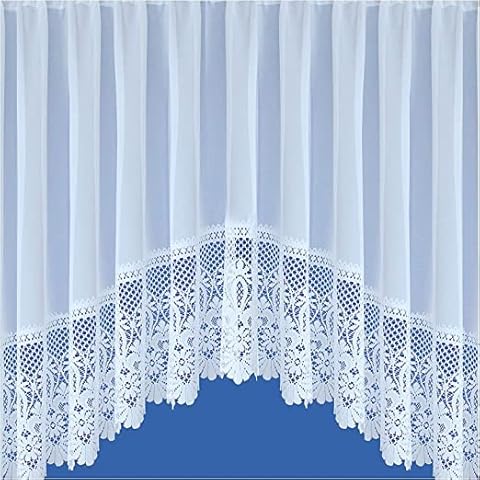 Maple Textiles White Net Curtain with Lace Base Cover