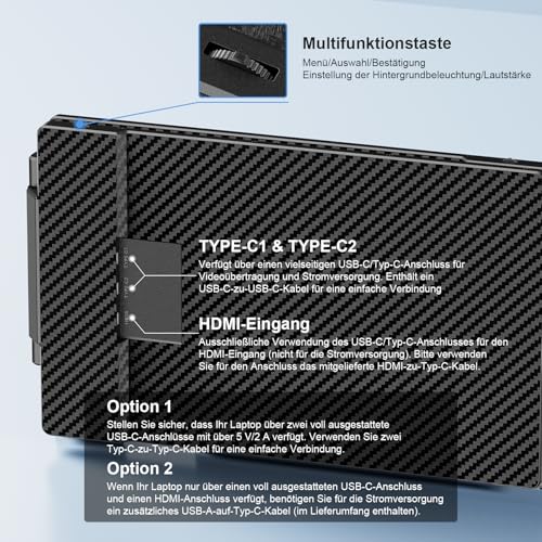 Livelect-m Laptop Bildschirm Extender, 14’’ Portable Monitor Laptop, 1080P FHD Triple Tragbarer Monitor Erweiterung Laptop Plug & Play für Mac, Windows, Android