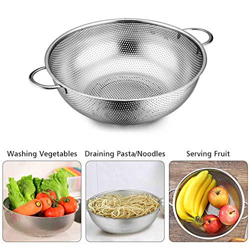 Teamfar Colander Set Of 3, Stainless Steel Perforated Metal Colander Strainer With Handles For Spaghetti, Pasta, Berry, Rust Free & Dishwasher Safe - 1/3/5-Quart #TOP4