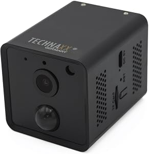 Technaxx Mini Wi-Fi IP Kamera TX-190 – Full-HD kleine Überwachungskamera innen, mit PIR Bewegungssensor, 100° Betrachtungswinkel, 3200 mAh Akku, Nachtsicht