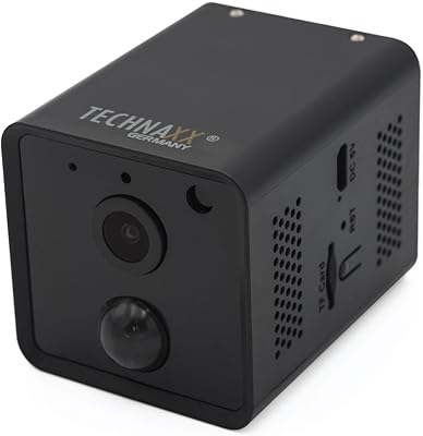 Technaxx Mini Wi-Fi IP Kamera TX-190 – Full-HD kleine Überwachungskamera innen, mit PIR Bewegungssensor, 100° Betrachtungswinkel, 3200 mAh Akku, Nachtsicht